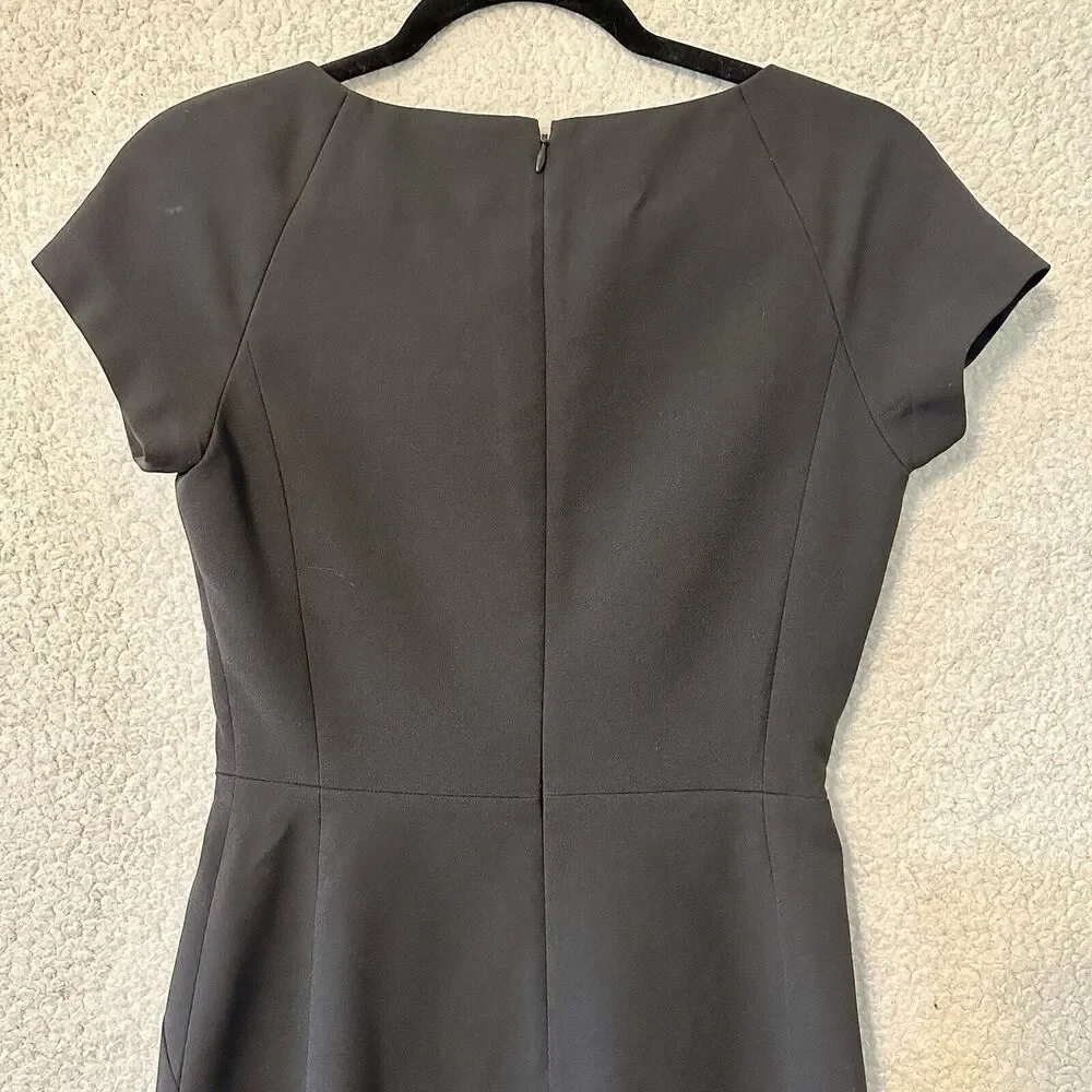 J Crew Women’s Cap Sleeve Boatneck Bodycon Midi Dress Black‎ Size 0 NEW